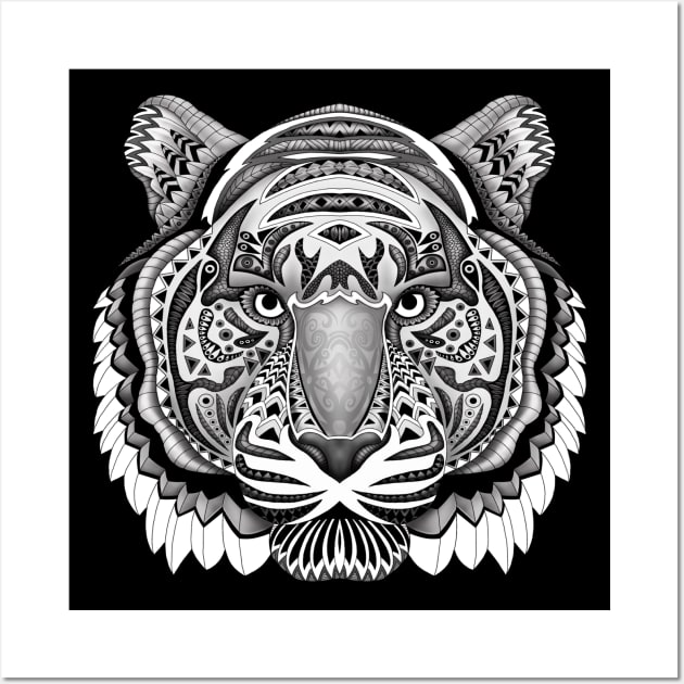 tiger face aztec pattern Wall Art by Dezigner007